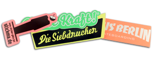 Aufkleber mit Neonfarben