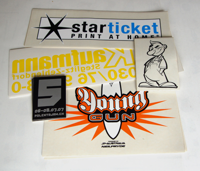 screen printing stickers, transparent material with spot colors